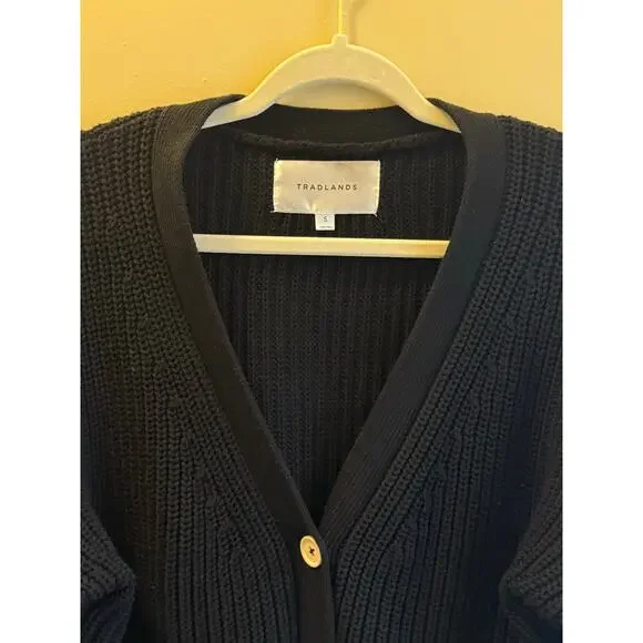 Tradlands Shelter Cotton Cardigan in Black - Picture 4 of 8